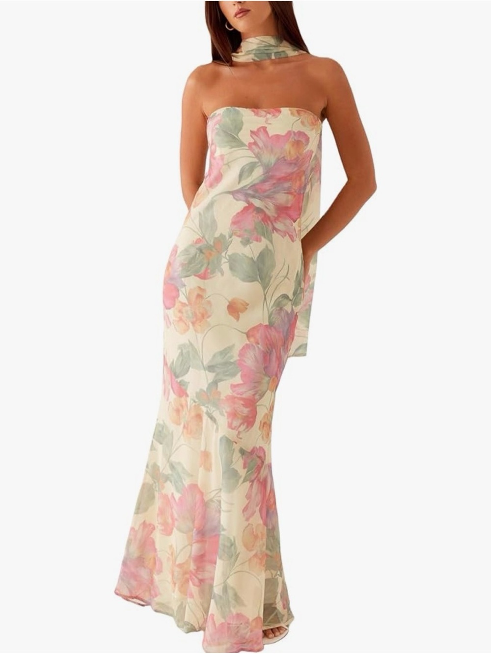 Floral strapless dress